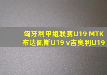 匈牙利甲组联赛U19 MTK布达佩斯U19 v吉奥利U19